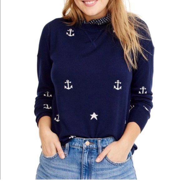 J. Crew Anchors & Stars Merino Wool Sweater Sz XXS - Picture 2 of 7